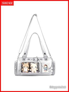 Y2K Ita Bag Crossbody Clear Display PU Leather Kawaii Pin Bag